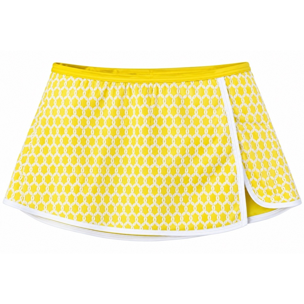 La Blanca Prep & Paddle Swim Skirt Size 8 Yellow White Skirted Bikini Bottom NWT